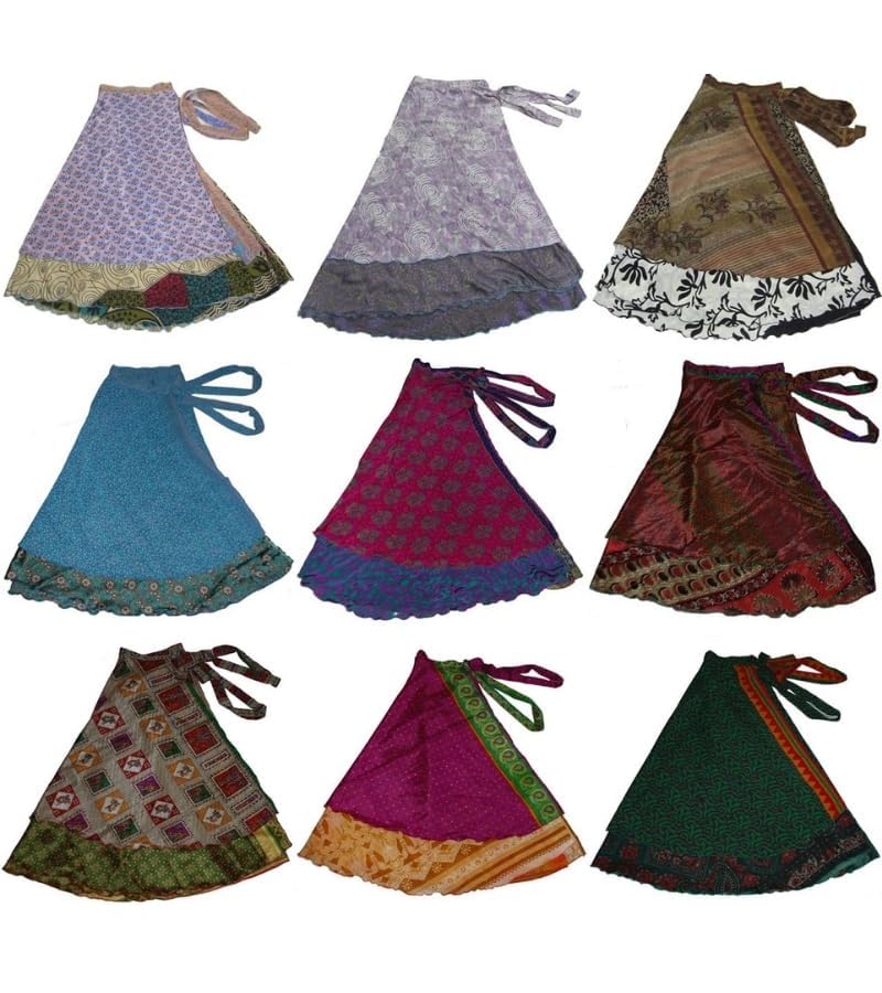 WevezÂ® Pack of 3 Pcs Original Two Layer Printed Wrap Around Skirts, Plus Size (Long XL) - Image 4